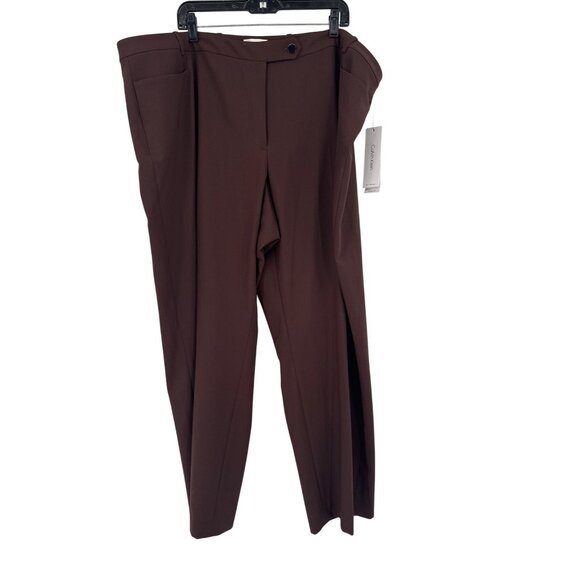 Calvin Klein Womens Modern Fit Trousers Size 24W Brown plus new $99 - Picture 1 of 5